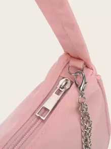 Trendig enfärgad axelväska - Rosa - Visa 6