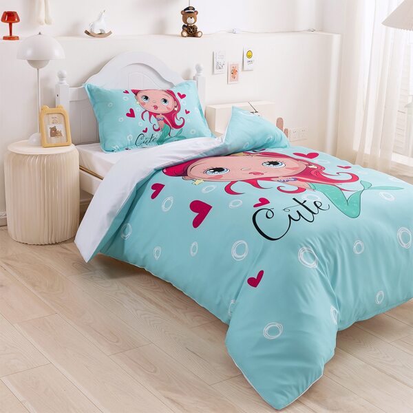 

Kids Mermaid Print Duvet Cover Set Without Filler, Multicolor