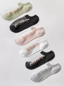 Tất lưới tương phản họa tiết hoa nhỏ, đa năng - Nhiều màu - Xem 1