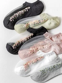 Tất lưới tương phản họa tiết hoa nhỏ, đa năng - Nhiều màu - Xem 2