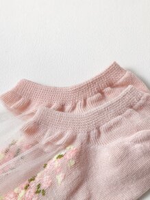 Tất lưới tương phản họa tiết hoa nhỏ, đa năng - Nhiều màu - Xem 3