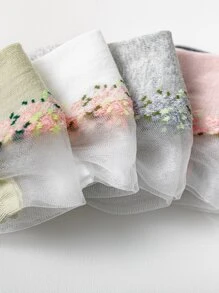 Tất lưới tương phản họa tiết hoa nhỏ, đa năng - Nhiều màu - Xem 4