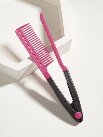 WANMEI 1pc V-Shaped Straightening Hair Brush, Carbon Fiber Hair Straightener Brush, Home Use, Hair Protective, V-Shaped Straightening Brush, Carbon Fiber Brush, Heat-Resistant Carbon Fiber Brush, Double-Sided Clip Straightener, Straightening & Curling Brush, Flat Iron Brush, Straight Comb, Spring Clip Hair Straightening Brush, Comb, Toothed Comb, Styling Brush, Curling Brush, Edge Brush