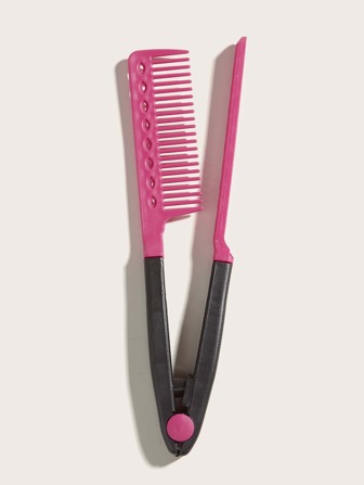 1支美发V型直发造型梳，碳纤维直发梳，家用，保护秀发，V型直发梳，碳纤维梳，耐热碳纤维梳，双面夹式直发器，直发卷发梳，夹板梳，平头梳，弹簧夹直发梳，梳子，梳齿梳，造型梳，卷发梳，边缘梳，梳子，梳头，梳子套装，梳头，卷发梳，解结梳，女士梳子，头发，旅行，美发产品，美发工具，美发用品，理发师，理发师配件，理发店，美发设备