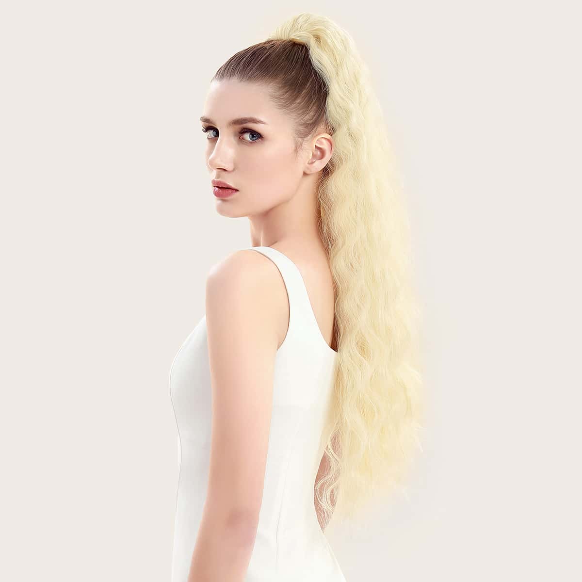 

Long Curly Ponytail Hair Extension, Beige