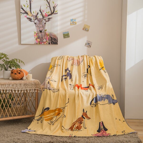 

Kids Cartoon Dog Print Blanket, Multicolor