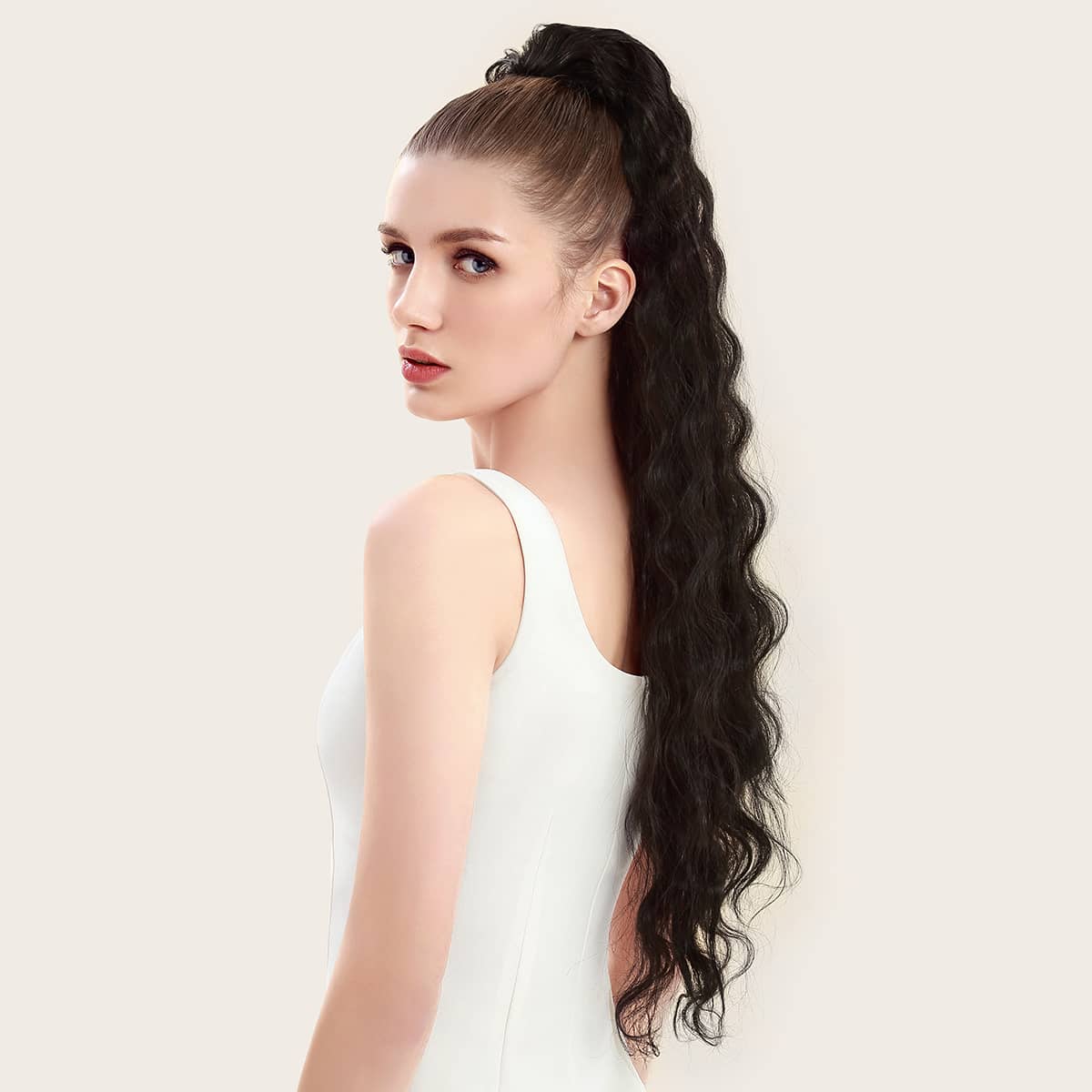 

Long Curly Ponytail Hair Extension, Black
