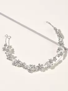 1pc Bride's Alloy Electroplated Shiny Golden Rhinestone Flower Headband Hair Accessory