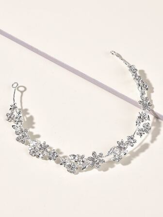 1pc Bride's Alloy Electroplated Shiny Golden Rhinestone Flower Headband Hair Accessory Valentine's Day Accessories