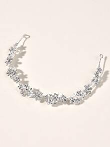 1pc Bride's Alloy Electroplated Shiny Golden Rhinestone Flower Headband Hair Accessory