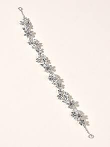 1pc Bride's Alloy Electroplated Shiny Golden Rhinestone Flower Headband Hair Accessory