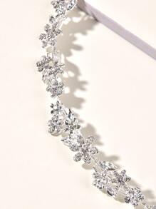 1pc Bride's Alloy Electroplated Shiny Golden Rhinestone Flower Headband Hair Accessory