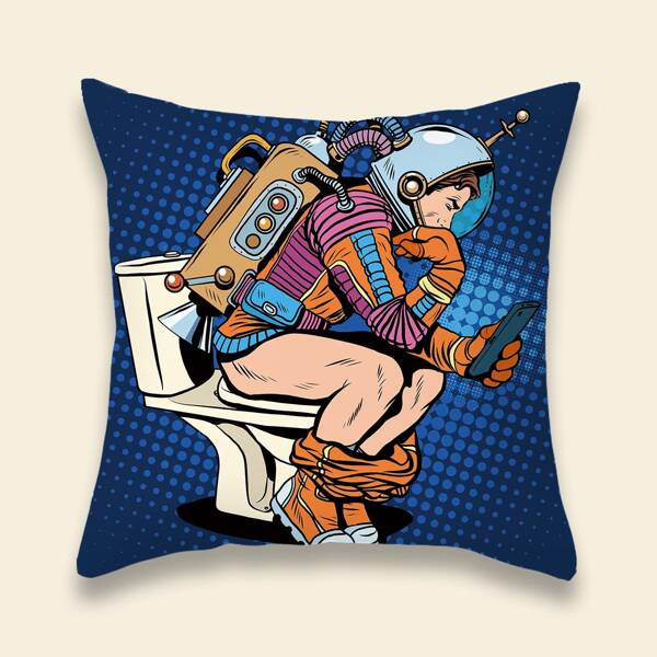 

Astronaut Print Cushion Cover Without Filler, Multicolor
