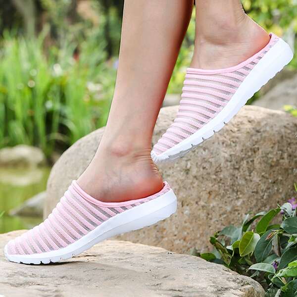 

Striped Panel Mule Sneakers, Pink