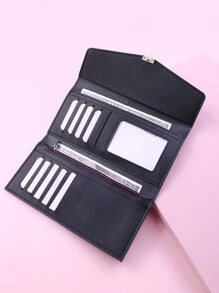 Metal Fox Detail Long Wallet - Black - View 2