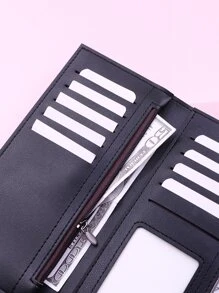 Metal Fox Detail Long Wallet - Black - View 4