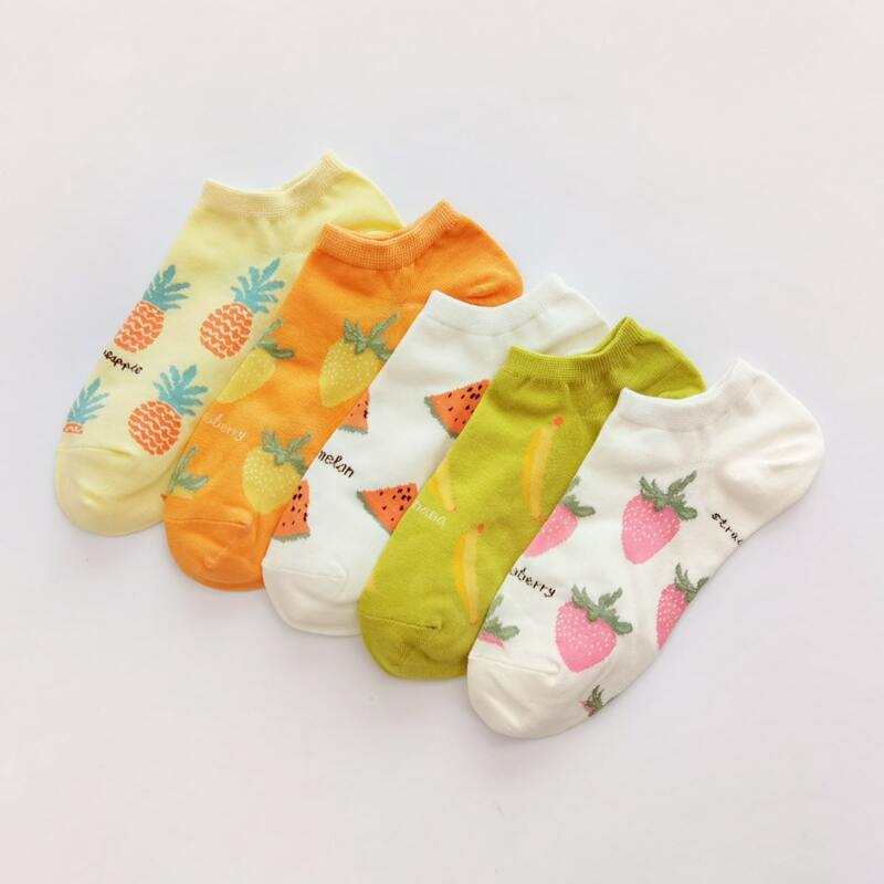 

5pairs Cartoon Fruit Ankle Socks, Multicolor