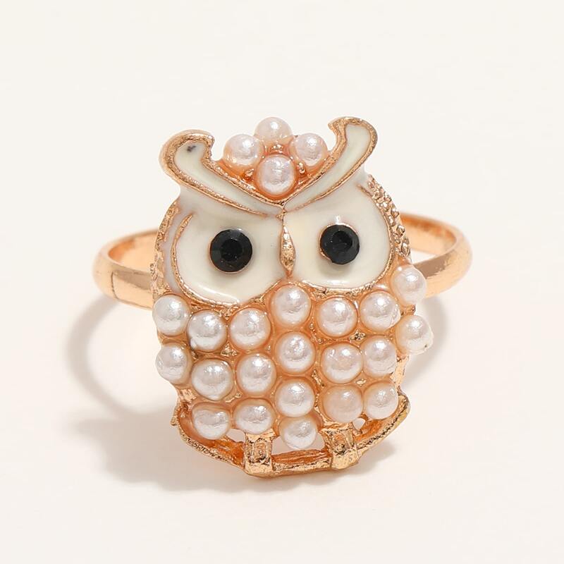 

1pc Owl Decor Ring, Gold