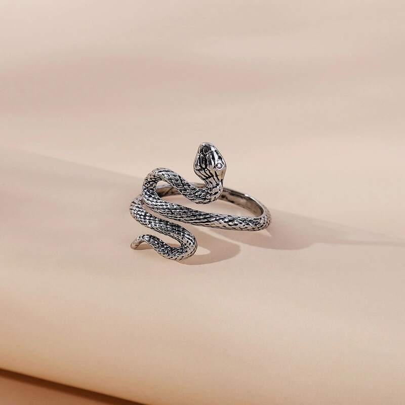 

1pc Snake Design Ring, Antique silver