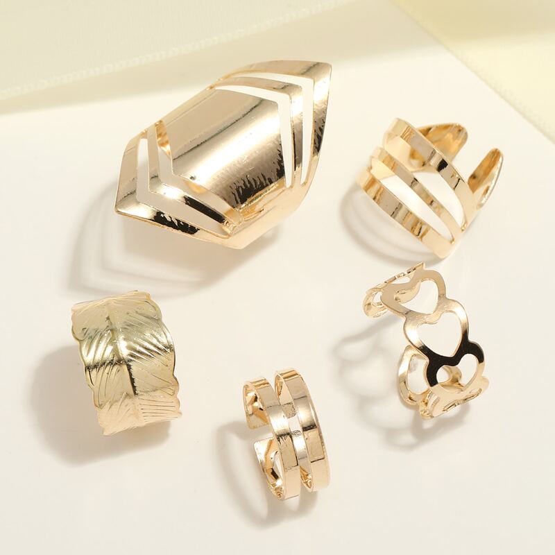 

5pcs Hollow Out Ring, Gold
