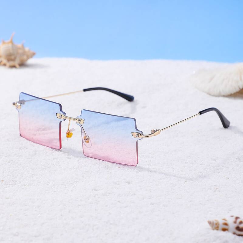 

Rimless Ombre Lens Square Sunglasses