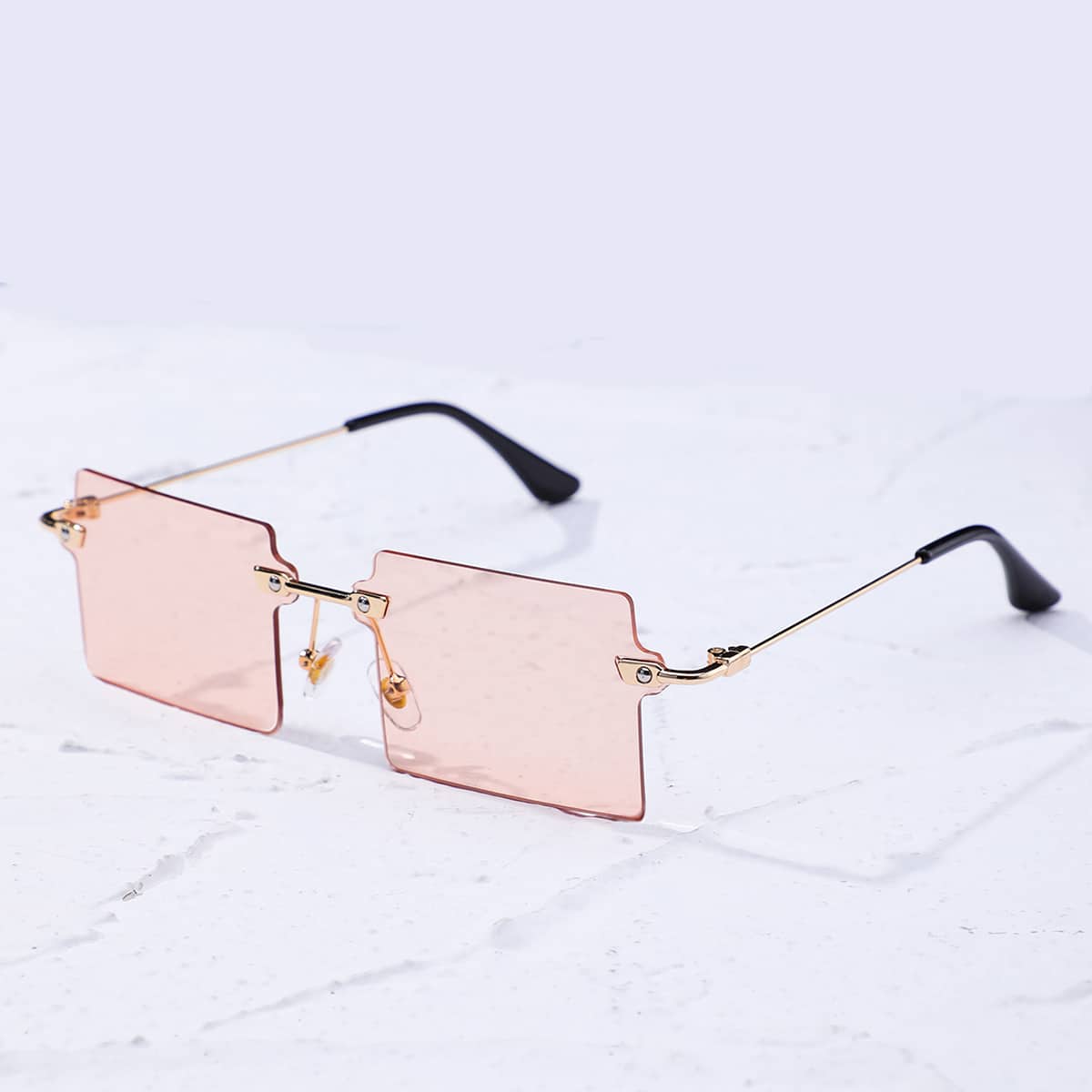 

Rimless Tinted Lens Square Sunglasses