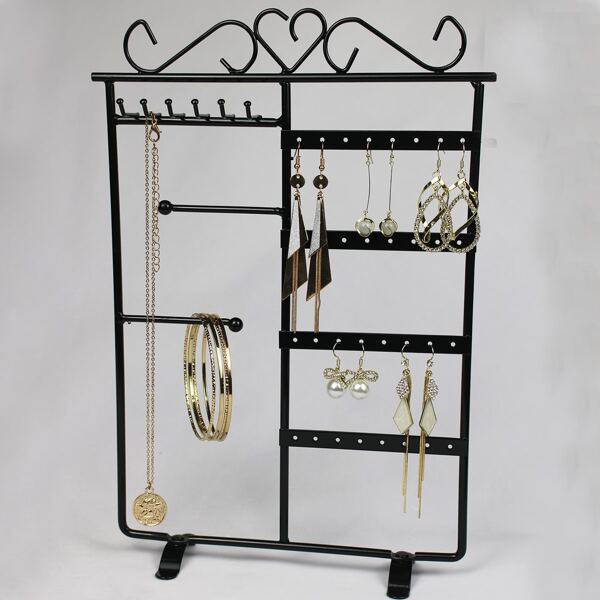 

1pc Iron Jewelry Storage Rack, Black