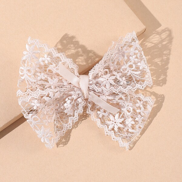 

Lace Bow Hair Clip, White