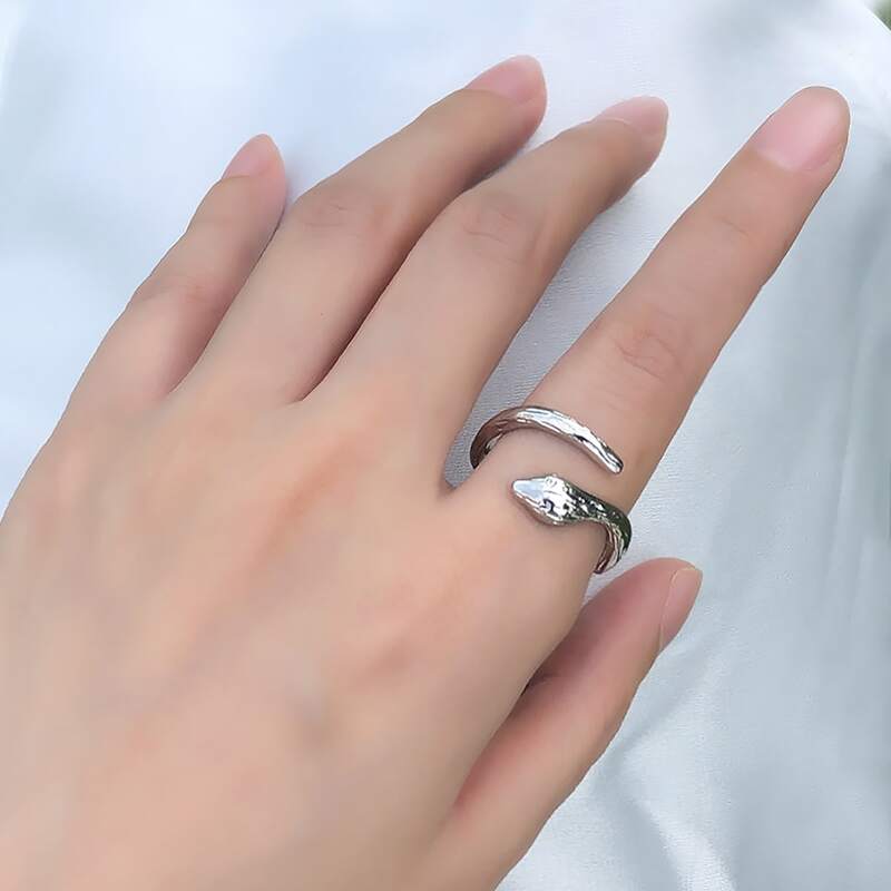 

1pc Snake Design Ring, Silver