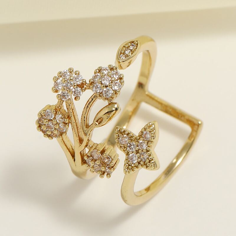 

1pc Rhinestone Decor Ring, Gold