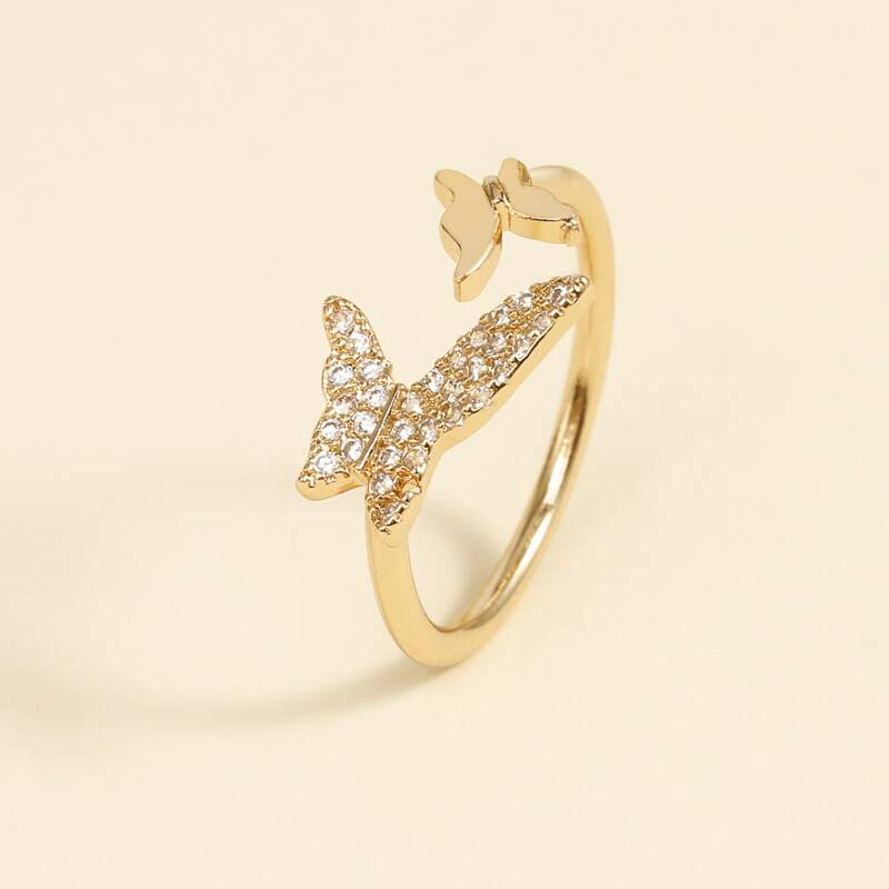 

Butterfly Rhinestone Decor Ring, Gold