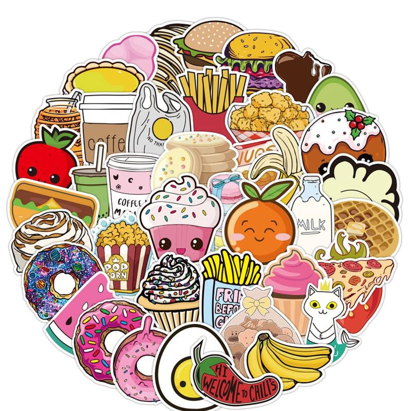 

100pcs Cartoon Food Sticker, Multicolor