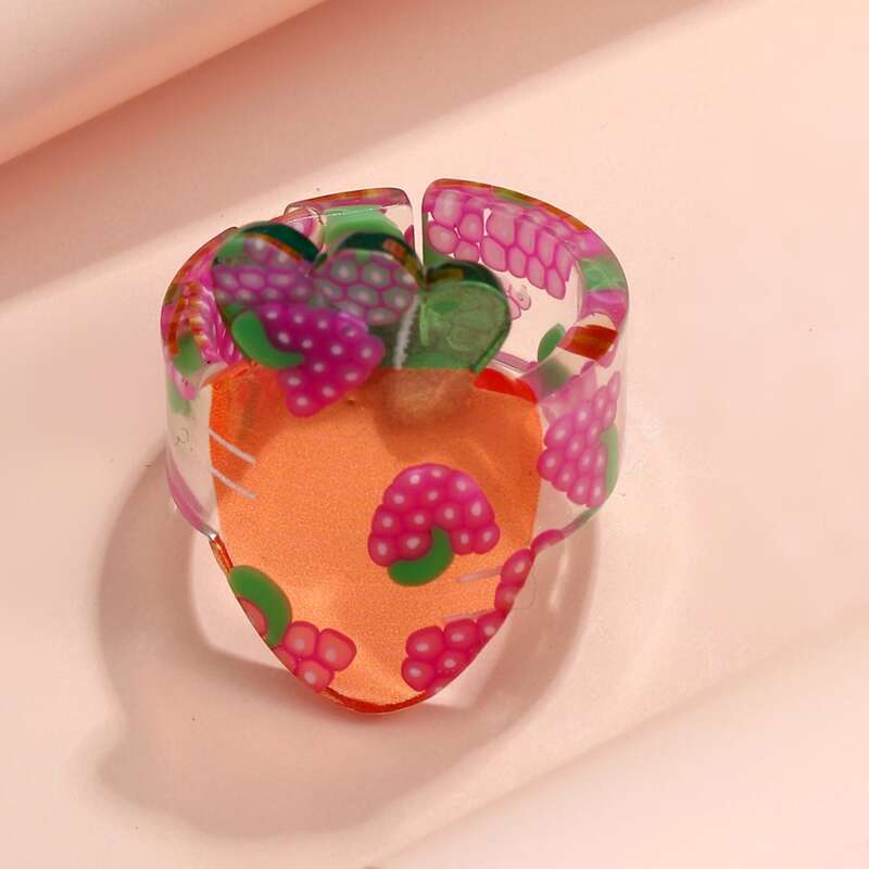 

Carrot & Grape Acrylic Ring, Multicolor