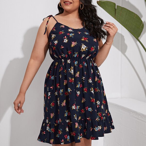 

Plus Ditsy Floral Knot Shoulder Cami Dress, Multicolor