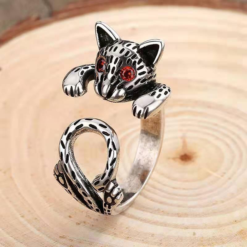 Cat Cuff Ring, Silver