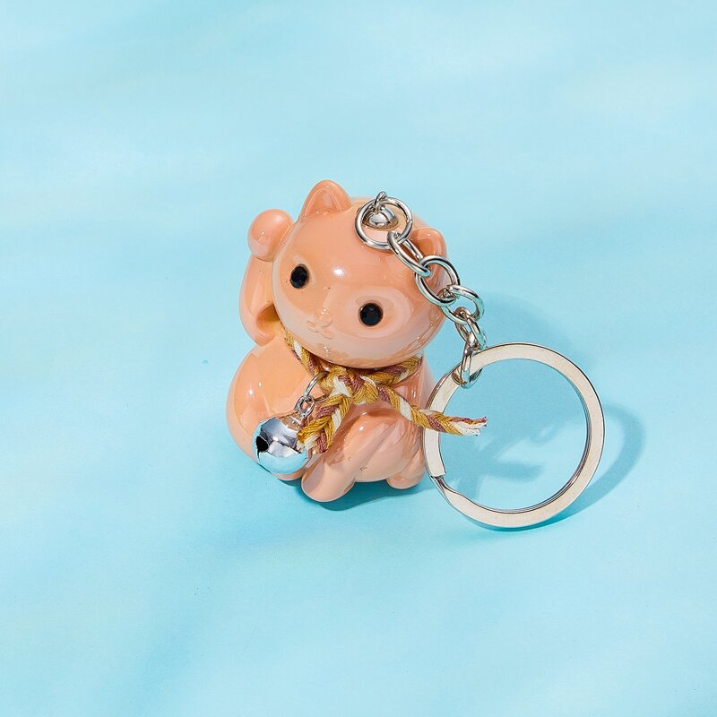

Cartoon Cat Keychain, Dusty pink