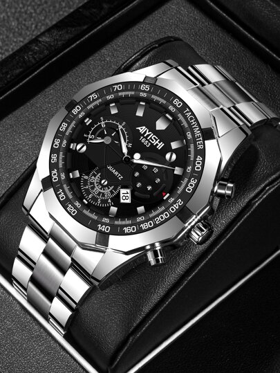 AIYISHI Reloj de cuarzo de fecha triple para hombres