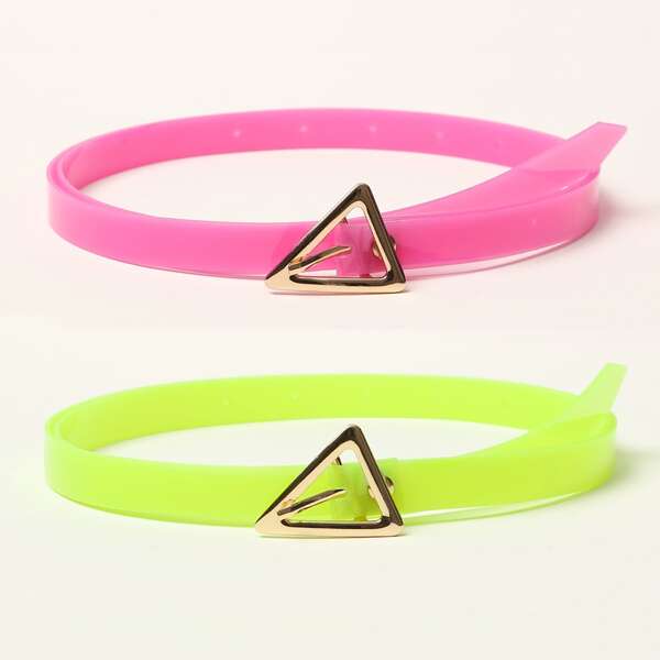 

2pcs Triangle Buckle Belt, Multicolor