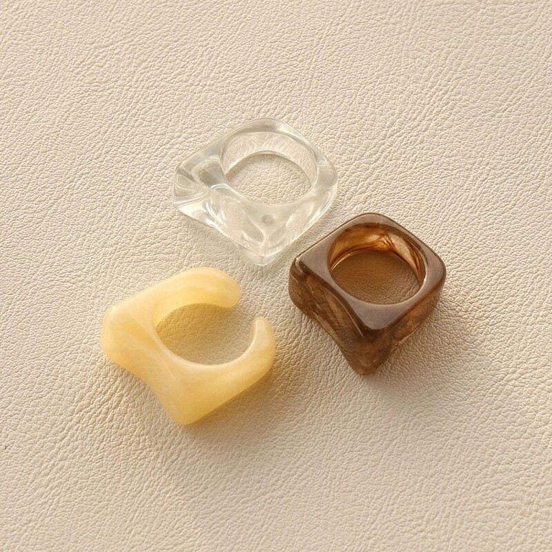 

3pcs Resin Ring, Multicolor