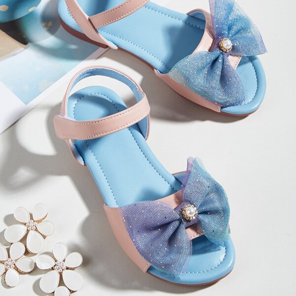 

Toddler Girls Bow Decor Ankle Strap Sandals, Pink