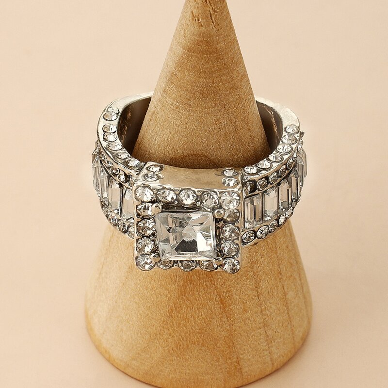 

1pc Rhinestone Ring, Silver