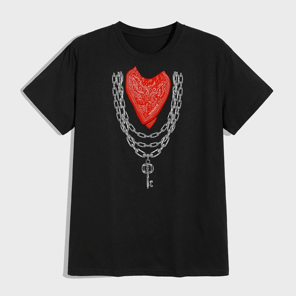 

Men Chain Print Tee, Black