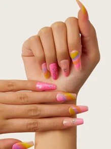 24 móng tay giả ombre và 1 tờ băng dính dán móng tay - Nhiều màu - Xem 1