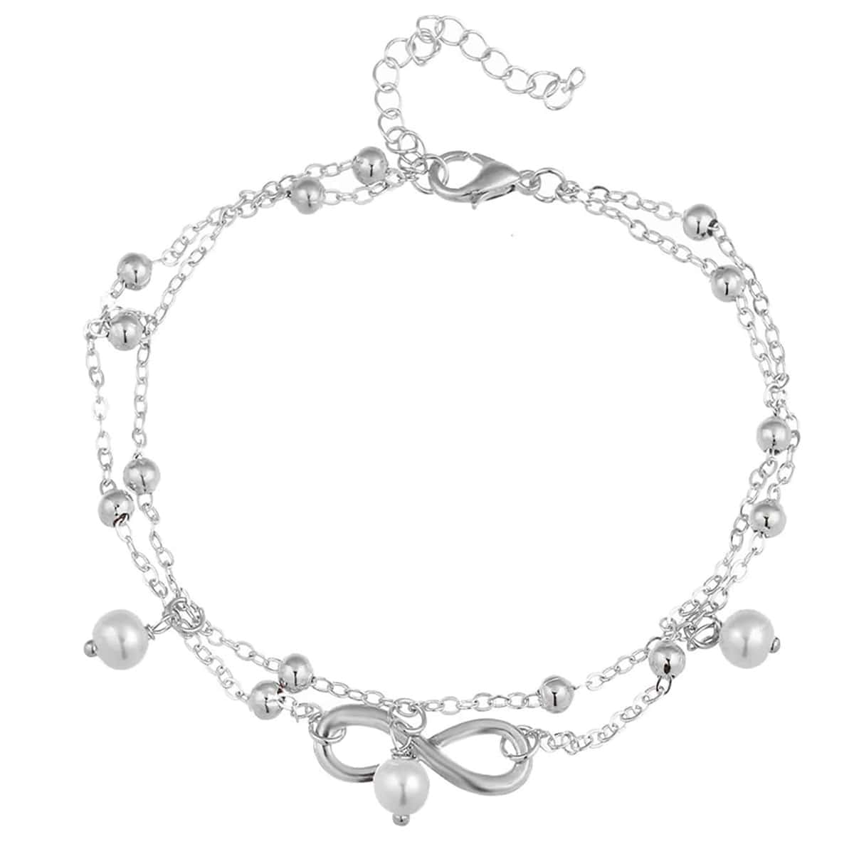 

Faux Pearl Chain Anklet, Silver