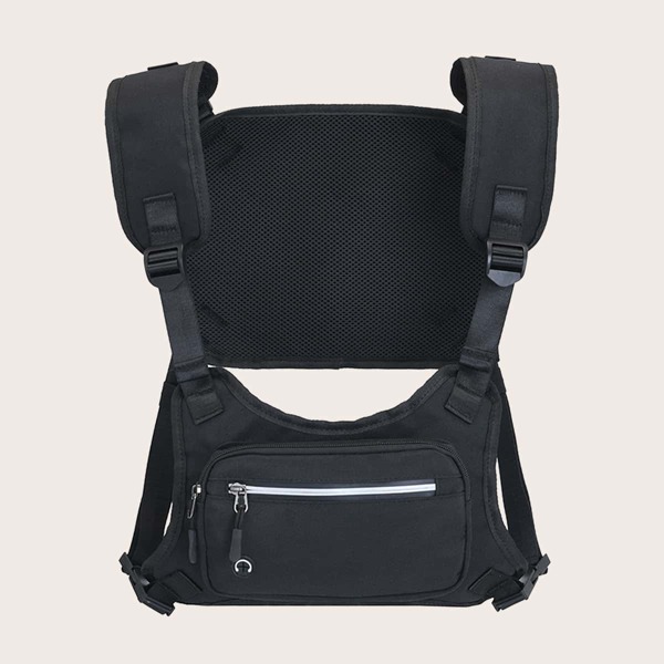 

Men Zip Front Vest Bag, Black