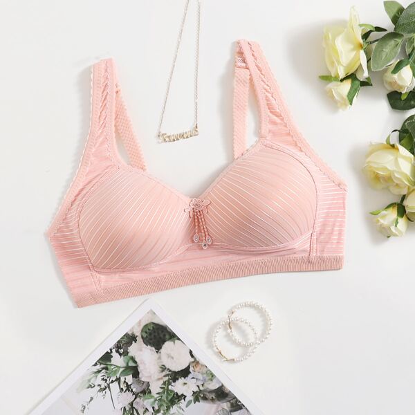 

Plus Striped Underwire Bra, Baby pink
