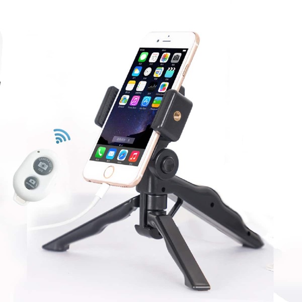 

Desktop Phone Tripod Holder With Remote Control, White