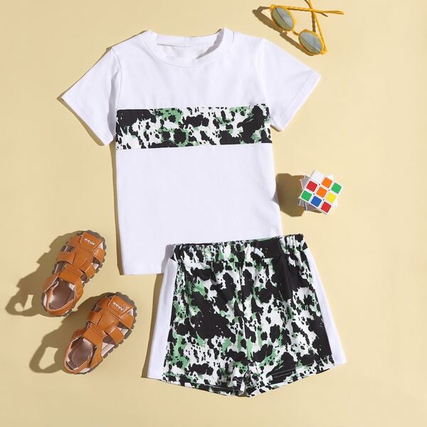 

Toddler Boys Contrast Panel Tee & Track Shorts, Multicolor