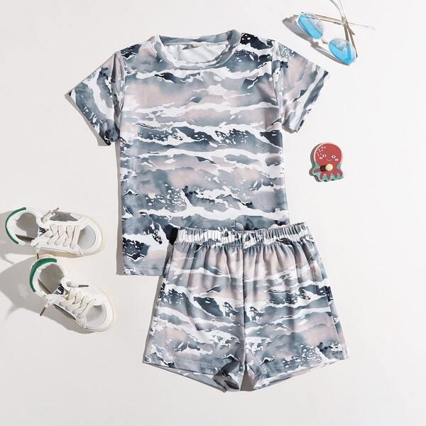 

Toddler Boys Mountain Print Tee & Track Shorts, Multicolor