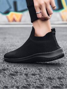 Minimalist Knit Running Shoes - Black - View 2